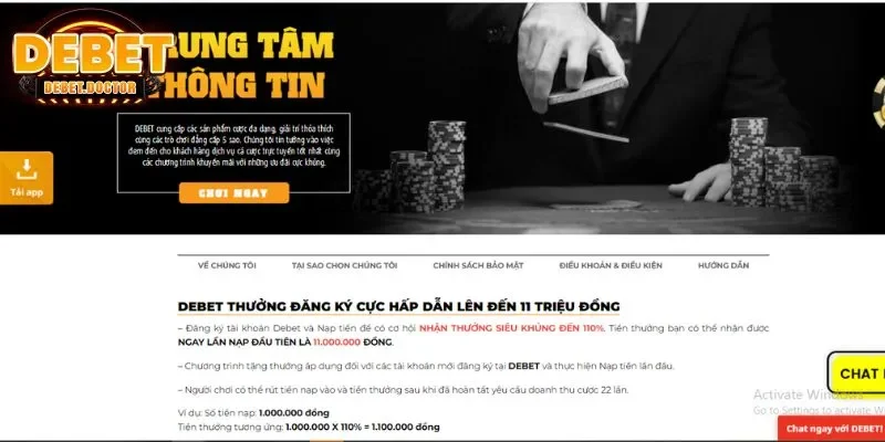 Từng bước tham gia nhận khuyến mãi Debet